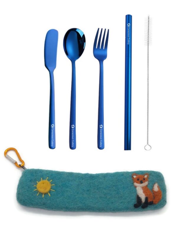 Travel Cutlery Set Felted Fox